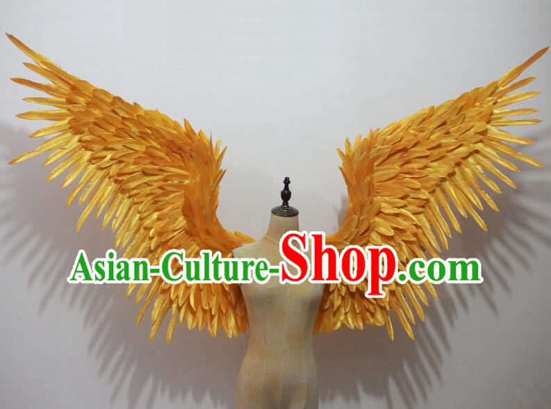 Top Brazilian Carnival Angel Wings Show Golden Feather Wings Model Stage Catwalks Props