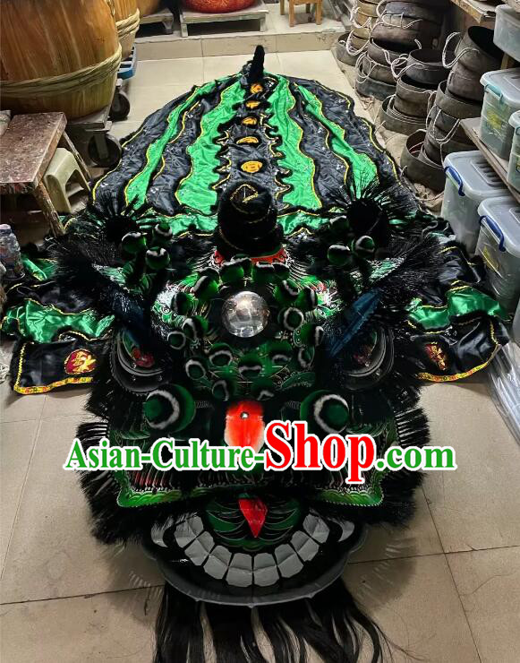 China Green Fut San Lion Outfit New Year World Competition and Parade Lion Dance Costume Complete Set