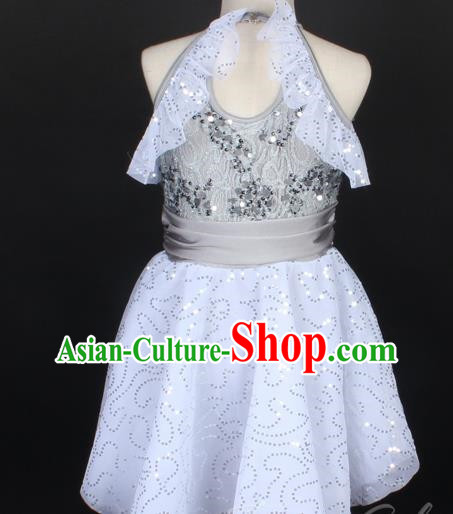 Long Skirt Female Latin Modern Dance Skirt Stage Dress Sequin Gauze Dress