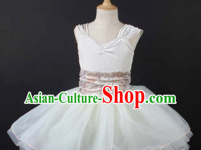 Children Female Tutu Skirt Sleeveless Stage Costume Performance Costume Adult Yarn Skirt Dress Ballet Dance Skirt