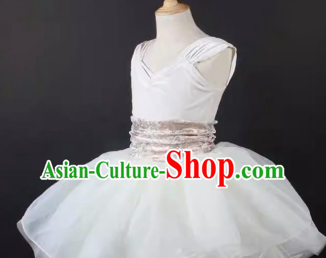 Children Female Tutu Skirt Sleeveless Stage Costume Performance Costume Adult Yarn Skirt Dress Ballet Dance Skirt