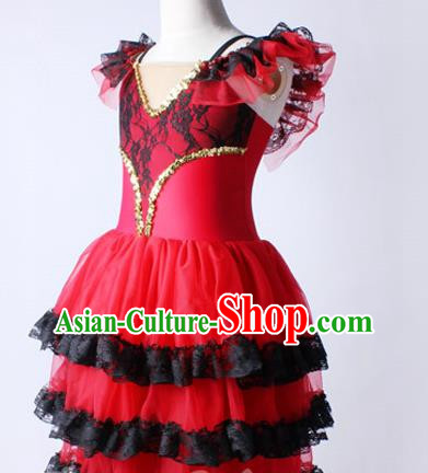 Women Gauze Skirt Lace Costume Stage Costume Ballet Dance Skirt Chiffon Lace Folk Dance Skirt
