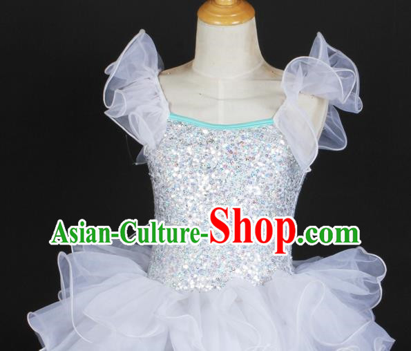 Children Dress Princess Skirt Fluffy Costume Ballet White Performance Stage Costume