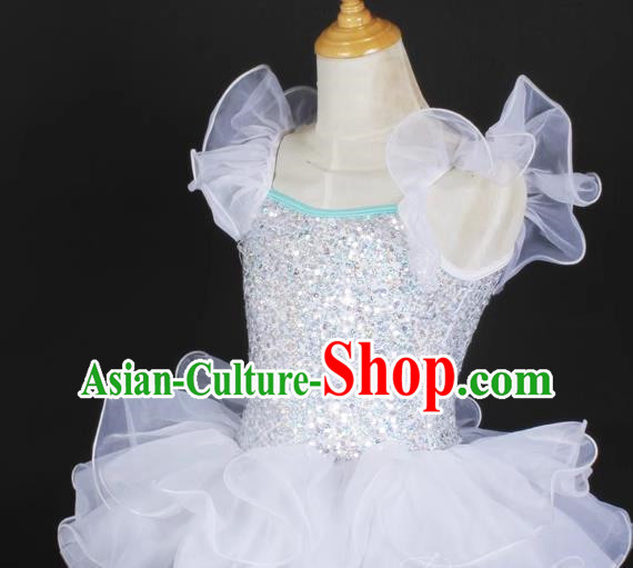 Children Dress Princess Skirt Fluffy Costume Ballet White Performance Stage Costume