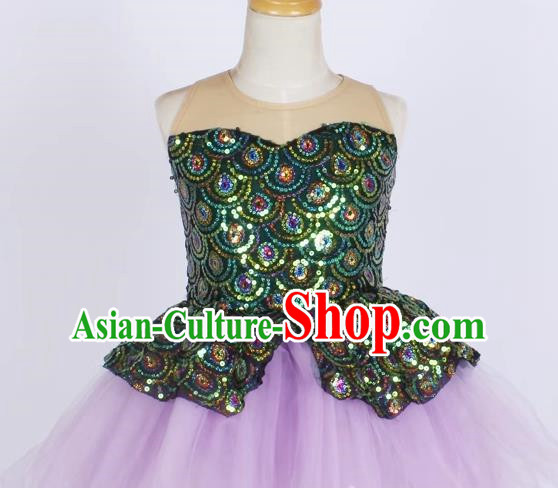 Children Princess Dress Mermaid Sequin Costume Stage Dress Fluffy Gauze Skirt