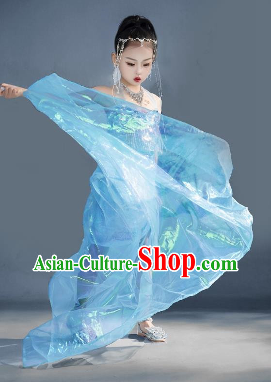 Girls Catwalk Dress Mermaid Princess Dress Flash Diamond Tassel Children Costume