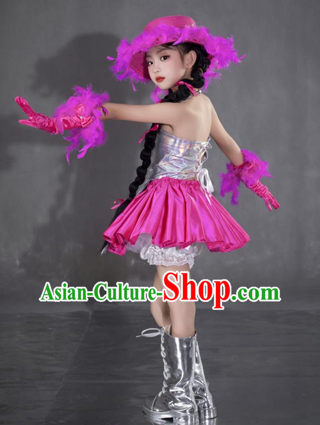 Girls Rose Red Tide Dress Yuan Universe Technology Style Sweet And Cool Princess Dress Six One Children Catwalk Performance Dress