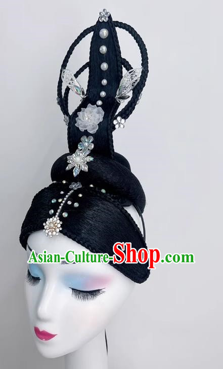 Chinese Classical Dance Headdress Dance Drama Yuren Zhaojun Costume Wig Hair Plays A Performance Drama Jewelry Headdress