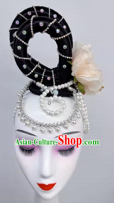 Chinese Classical Dance Taoli Cup Hanfeng Liying Repertoire Dance Headdress Art Examination National Dance Hair Decoration Wig