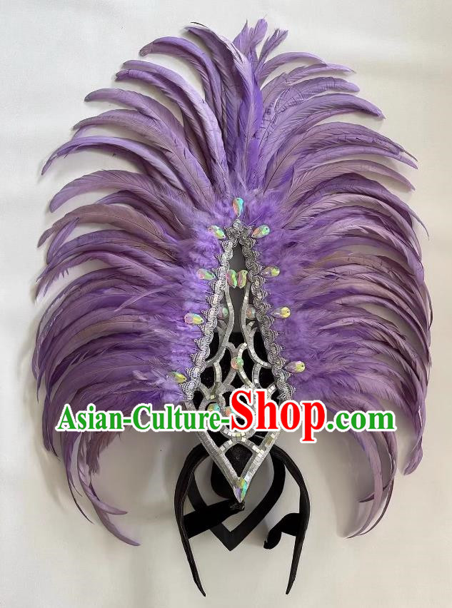 Violet Opening Dance Performance Feather Headdress Team Samba Mardi Gras Halloween