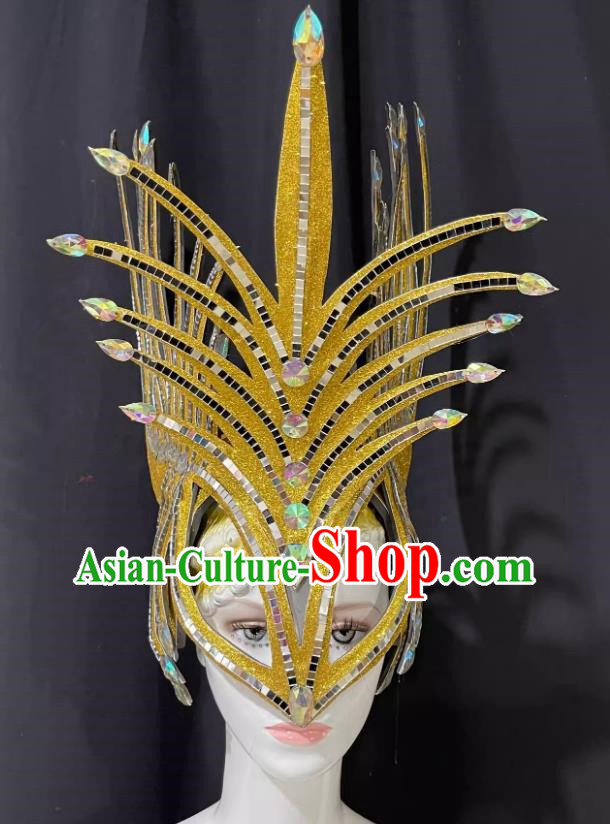 Golden Mask Prologue Performance Show Feather Headdress Dance Team Samba Costumes Carnival Halloween