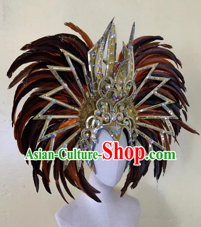 Brown Opening Dance Performance Feather Headdress Team Samba Mardi Gras Halloween