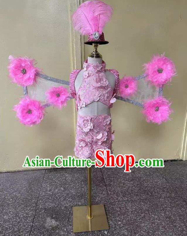 Girls T Stage Swimsuit Stage Victoria Secret Feather Catwalk Show Trailing Chinese Style Model Fashion Trend Clothing Dress