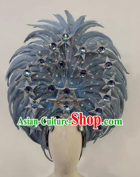 Blue Star Opening Dance Performance Show Feather Headdress Dance Team Samba Costumes Carnival Halloween