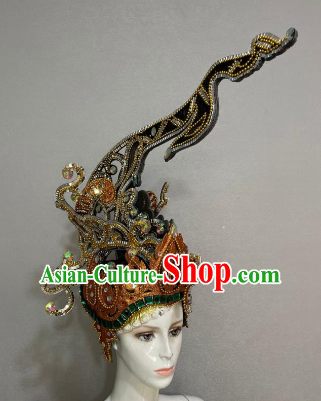 Extravagant Headdress Opening Dance Show Feather Headdress Dance Team Samba Costumes Carnival Halloween