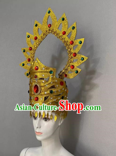 Thai Dai Opening Dance Performance Feather Headdress Dance Team Samba Costume Carnival Halloween