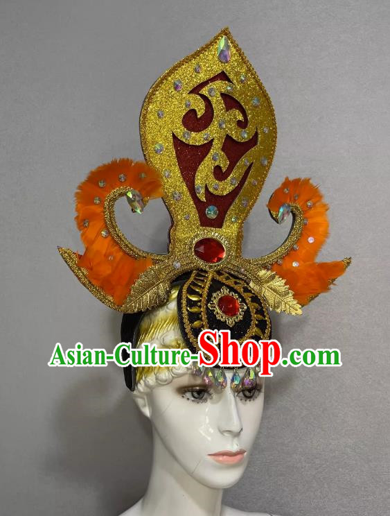 Chinese Spring Festival Gala Opening Dance Performance Feather Headdress Dance Team Samba Costume Carnival Halloween