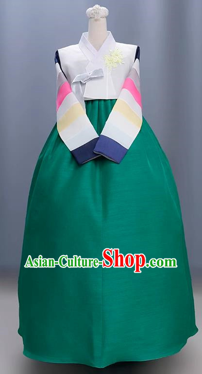 Korean Ladies White Hanbok Princess Wedding Toast Dress