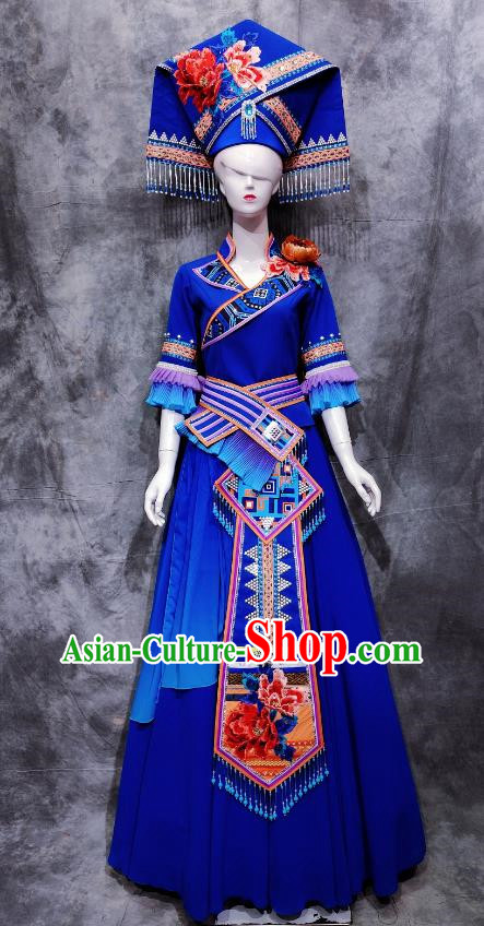 Zhuang Costumes March 3 Guangxi Minority Costumes Catwalk Performance Costumes