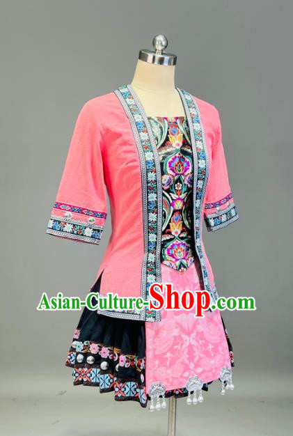 Dongpa Dance Costumes 56 Ethnic Minority Costumes Pink Dong Performance Costumes Guangxi Group Dance