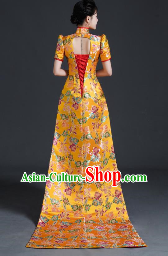 Chinese Style Top Banquet Evening Dress Long Tailing Stage Model Catwalk Costume Mermaid Self Cultivation Host Clothing