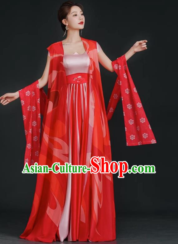 China Style Stage Catwalk Show Costumes Long Trailing Cheongsam Team Dress Art Examination Clothes