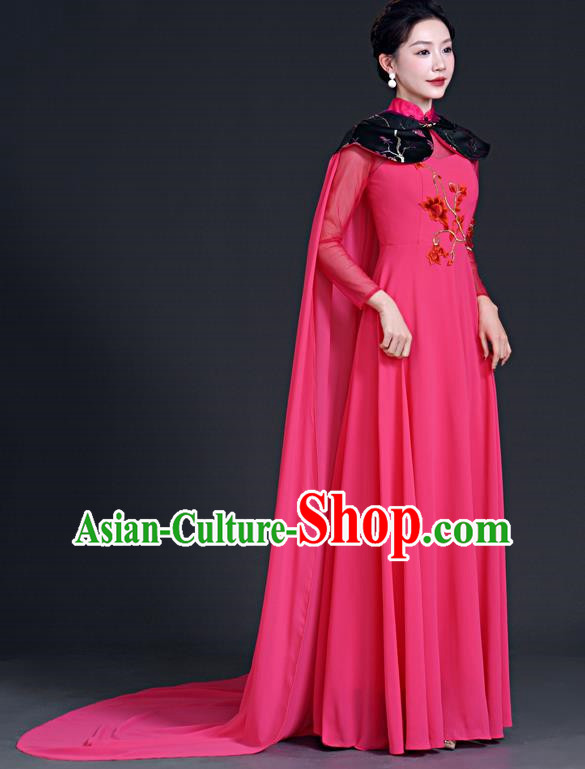 Chinese Wind Choir Performance Costume Long Skirt Chinese Wind Elegant Classical Folk Music Guzheng Playing Dress Cloak