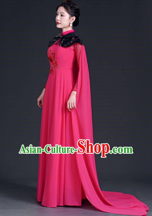 Chinese Wind Choir Performance Costume Long Skirt Chinese Wind Elegant Classical Folk Music Guzheng Playing Dress Cloak