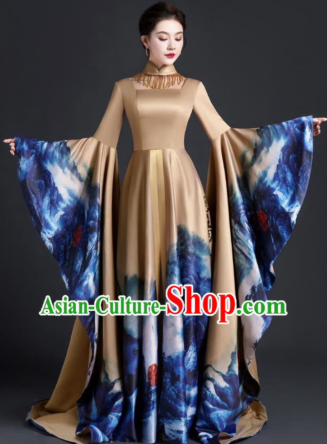 Exaggerated Big Sleeve Model Catwalk Costume Top Atmospheric Guzheng Performance Art Test Vocal Music Performance Host Dress Female
