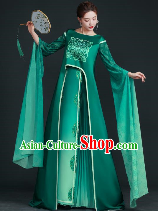 Top Chinese Style Stage Catwalk Costumes Long Tube Top National Costume Guzheng Performance Art Test Dress Atmosphere