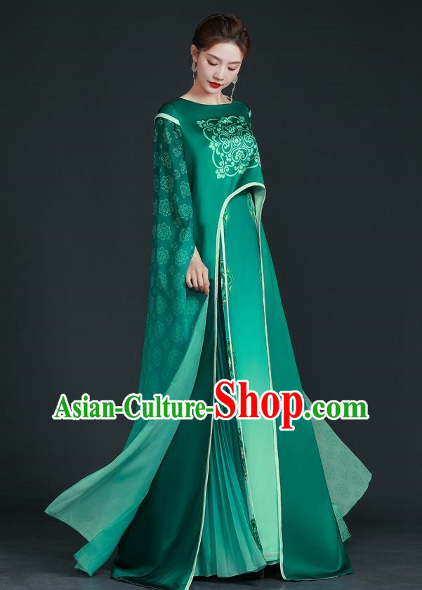 Top Chinese Style Stage Catwalk Costumes Long Tube Top National Costume Guzheng Performance Art Test Dress Atmosphere