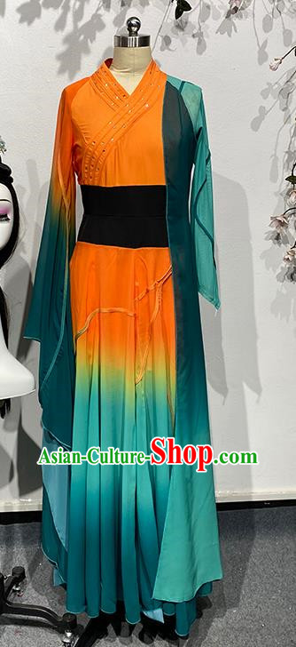 China Classical Han and Tang Orange Ode Wide Sleeved Dance Costumes for The Thirteenth Lotus Award Art Examination Practice Costumes