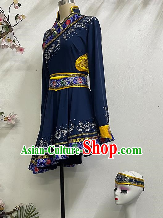 China Mongolian Dance Oblique Elegant National Dance Performance Clothing Solid Color Practice Art Test Skirt Performance Clothing