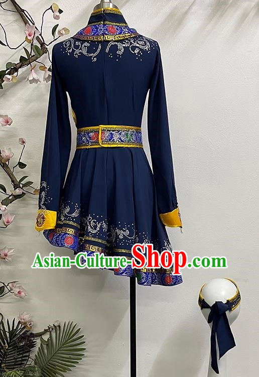 China Mongolian Dance Oblique Elegant National Dance Performance Clothing Solid Color Practice Art Test Skirt Performance Clothing