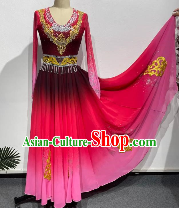Wu Er Uyghur China Xinjiang Dance Costume National Performance Costume Art Test Practice Elegant Large Skirt