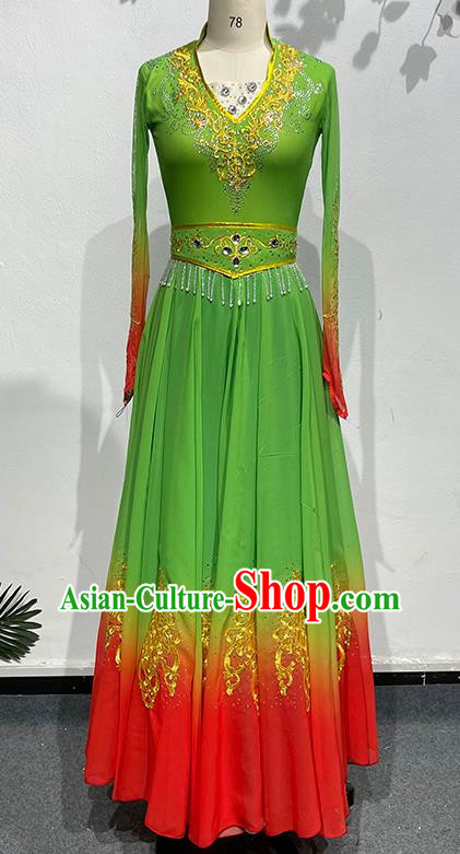 China Xinjiang Dance 540 Degree Art Test Large Swing Skirt Female Uyghur Performance Costume Stage Performance Costume Uyghur Dance Costume