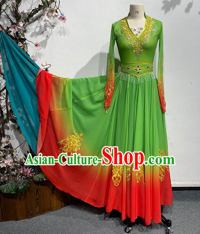 China Xinjiang Dance 540 Degree Art Test Large Swing Skirt Female Uyghur Performance Costume Stage Performance Costume Uyghur Dance Costume