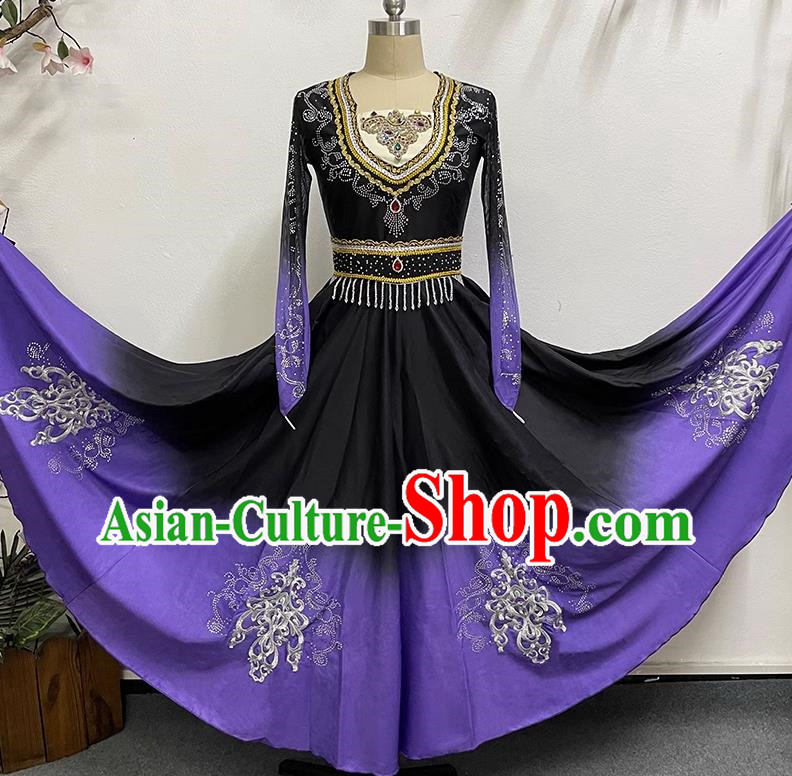 China Xinjiang Dance Performance Clothing Ethnic Style Elegant Big Swing Art Test Self Cultivation Dress Practice Performance Clothing