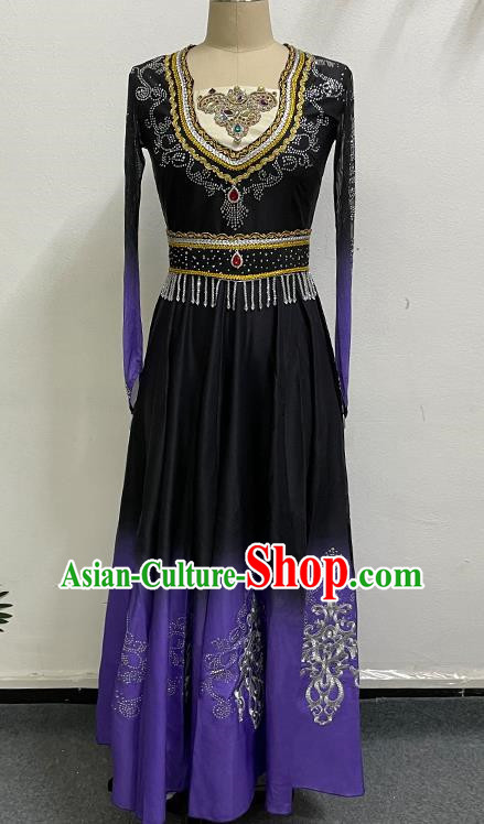 China Xinjiang Dance Performance Clothing Ethnic Style Elegant Big Swing Art Test Self Cultivation Dress Practice Performance Clothing
