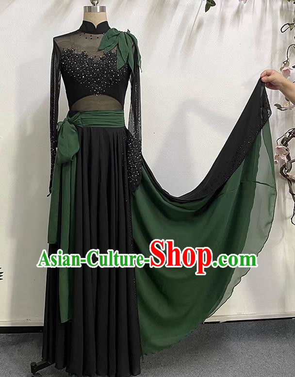China Classical Elegant Long Skirt Big Swing Self Cultivation Practice Skills Test Dance Modern Performance Clothing Female
