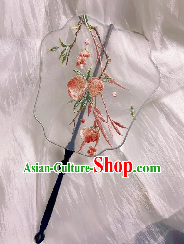 Handmade Flying Fairy Fan Embroidered Black Sandalwood Shaped Retro Fan Hanfu Ancient Style