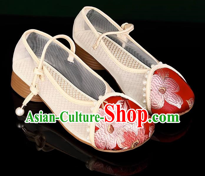 Head Turned Hanfu Shoes Brocade Green Ancient Cloth Shoes