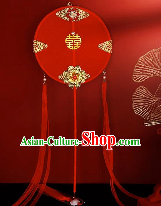 Chinese Style Group Fan Xiuhe Clothing Bride Wedding Wedding Handmade Happy Fan Red Double Sided