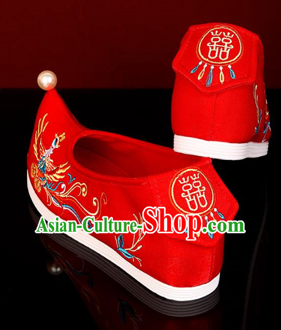 Red Bride Xiuhe Wedding Shoes Embroidered Hanfu Shoes