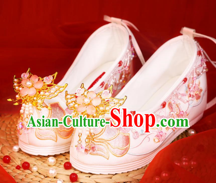 Hanfu Shoes With Heightened Embroidery Flower Shoes Cloth Shoes