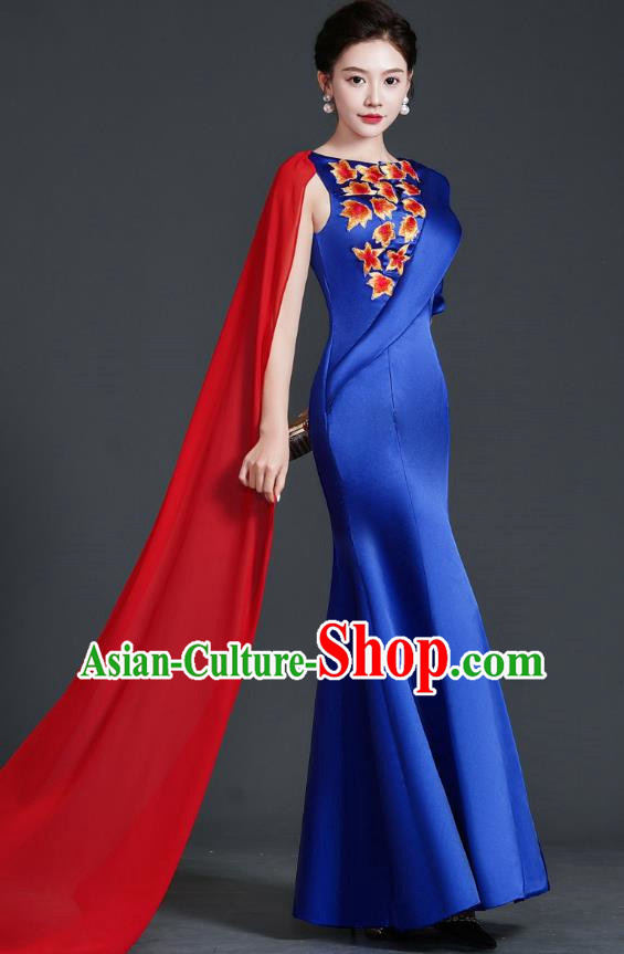 Chinese Design High End Mermaid Evening Dress Guzheng Adult Chorus Clothing Annual Meeting Dress Catwalk Costume