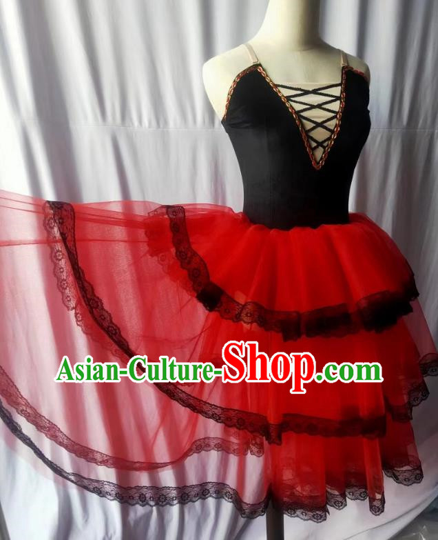 Ballet Costumes For Adults and Children Red Spanish Bullfighting Costume Don Quixote Long Gauze Skirt