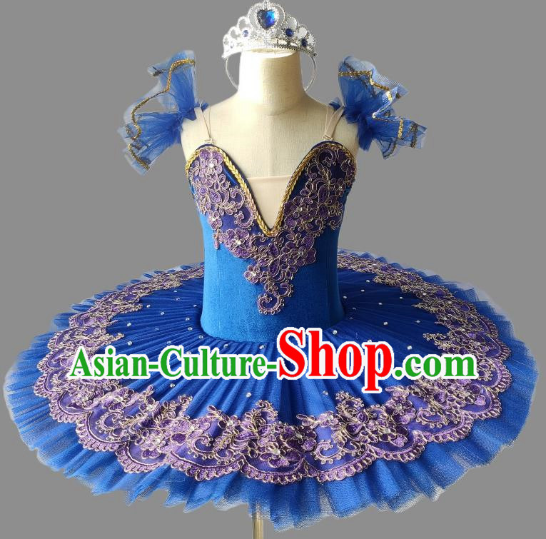Professional Ballet Skirt Girls TUTU Skirt Sleeping Beauty Little Swan Costume Blue Performance Costume