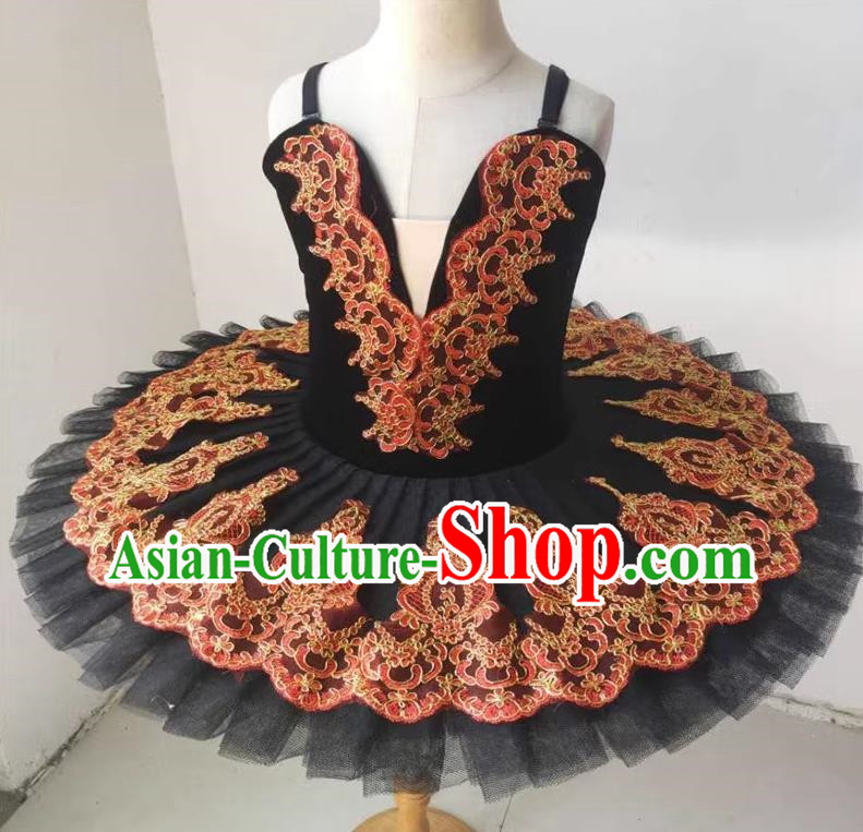 Ballet Skirt Children Black Swan Lake Dance Girl Little Swan Pettiskirt Ballet Tutu Costume