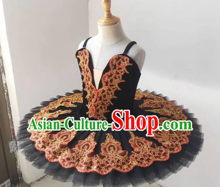 Ballet Skirt Children Black Swan Lake Dance Girl Little Swan Pettiskirt Ballet Tutu Costume